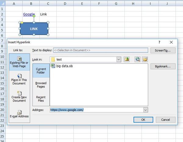 Insert hyperlink form with link address.